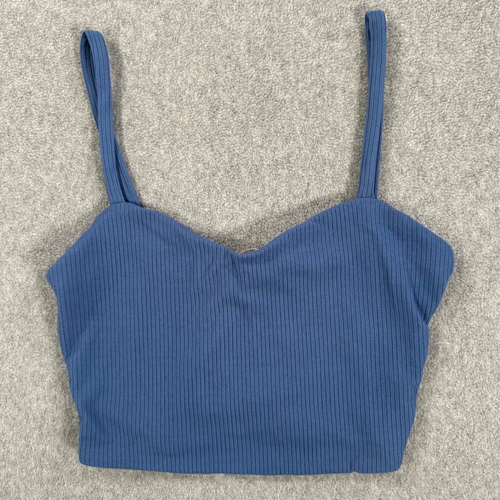 Blue Blush Cropped RIbbed Spaghetti Strap Tank Top Size Small New